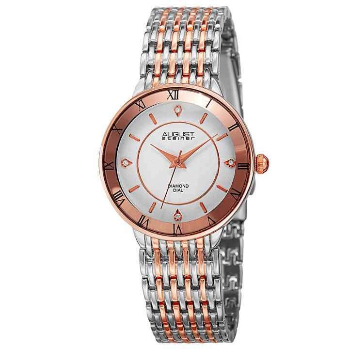 August Steiner Womens Two Tone Strap Watch-as-8178ttr