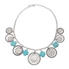 Mixit&trade; Silver-tone Simulated Turquoise Cross Shakey Necklace