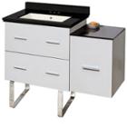 37.75-in. W Floor Mount White Vanity Set For 3h4-in. Drilling Black Galaxy Top Biscuit Um Sink