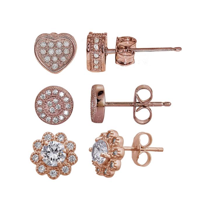 3-pc. 2 Ct. T.w. Cubic Zirconia 14k Gold Over Silver Earring Sets