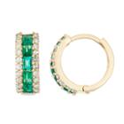 Lab Created Emerald And 1/2c. T.t.w. Diamond 10k Yellow Gold Earrings