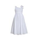 Bonnie Jean One Shoulder Communion Dress W/ Beaded Waist And Full Skirt