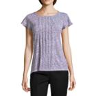 Liz Claiborne Flutter Sleeve Pleated Neck Knit Blouse