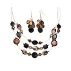 Mixit&trade; Black And Animal Print Bead Cluster Earring And 3-row Illusion Necklace Set