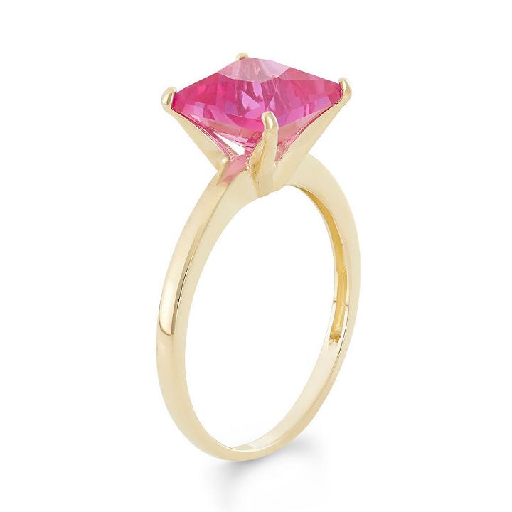 Womens Pink Sapphire 10k Gold Solitaire Ring