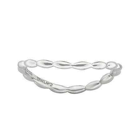 Personally Stackable Sterling Silver Rice Bead Wave Ring