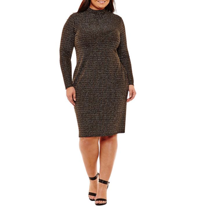 Bold Elements Long Sleeve Abstract Bodycon Dress - Plus
