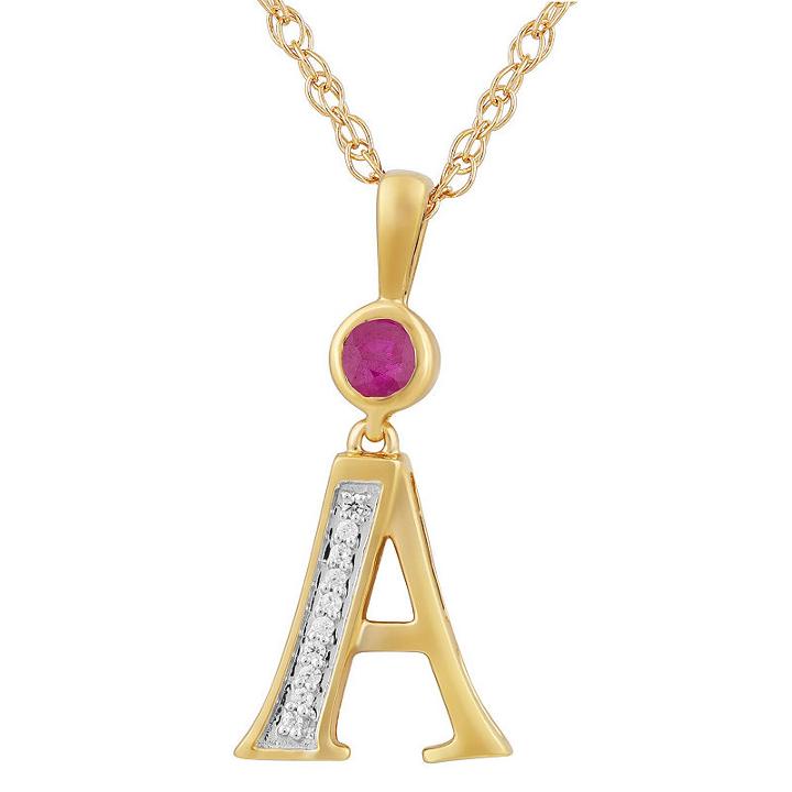 A Womens Lab Created Red Ruby 14k Gold Over Silver Pendant Necklace