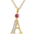 A Womens Lab Created Red Ruby 14k Gold Over Silver Pendant Necklace