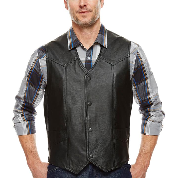 Snap-front Leather Vest