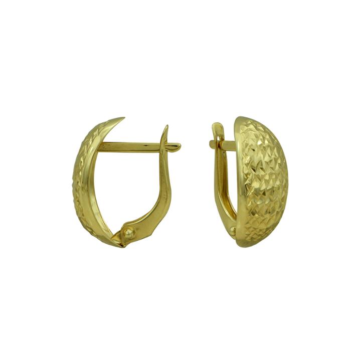 14k Yellow Gold 16mm Diamond-cut Hoop Earrings