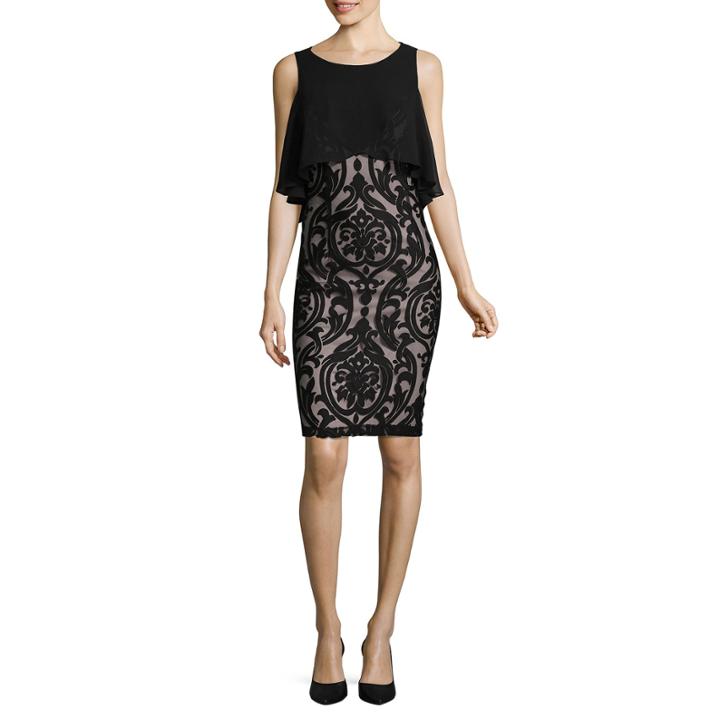 Scarlett Sleeveless Scroll Shift Dress-tall