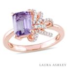 Laura Ashley Womens Purple Amethyst 18k Gold Over Silver Cocktail Ring