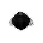 Genuine Onyx And White Topaz Sterling Silver Ring