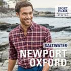 Izod Long Sleeve Saltwater Oxford Woven Button-front Shirt-big And Tall