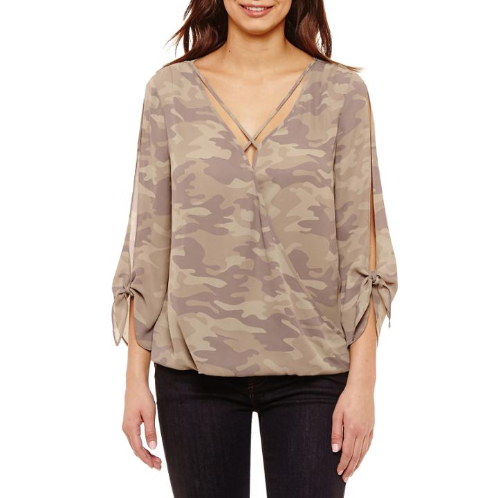 Bold Elements Cross Front Split Sleeve Top