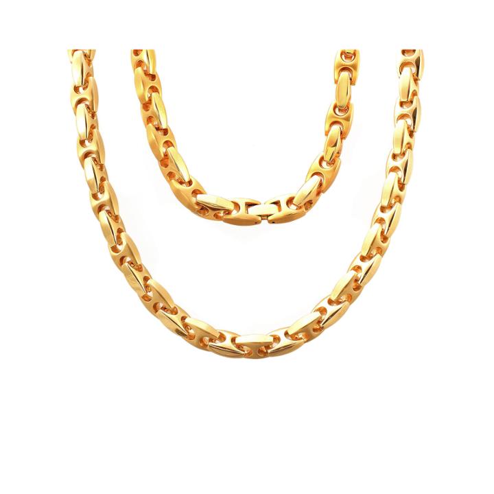Stainless Steel 24 Puff Mariner Link Chain Necklace