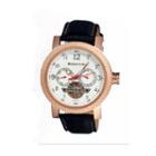 Heritor Automatic Millennial Mens Semi-skeleton Leather-band Rose Gold Tone/white Watch