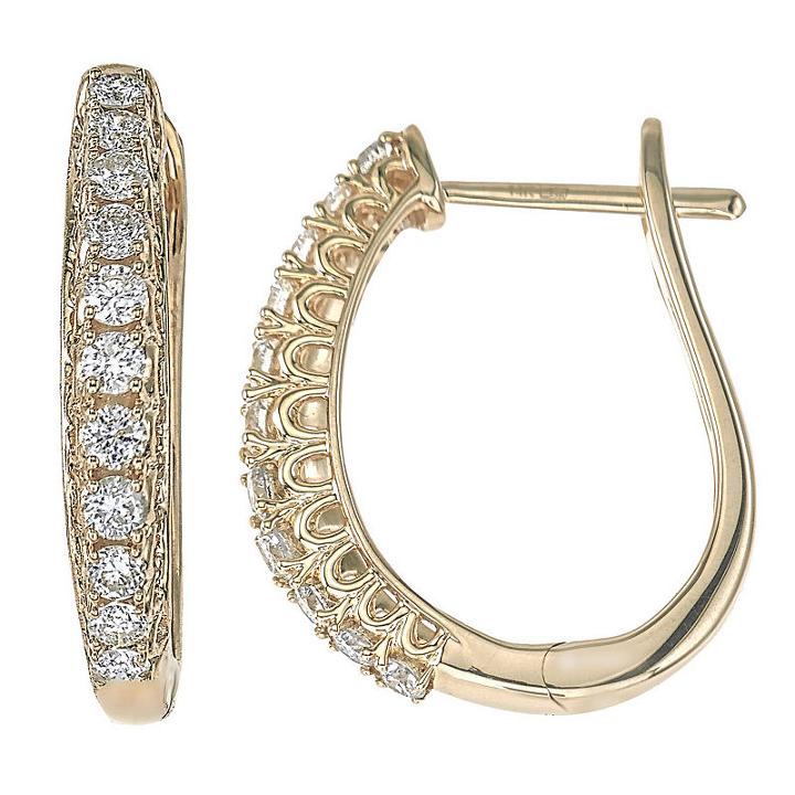 1/2 Ct. T.w. Genuine White Diamond 14k Gold 20.1mm Hoop Earrings