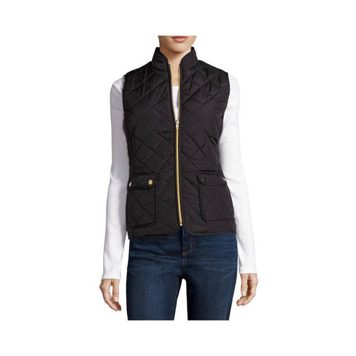 St. John's Bay Quilted Puffer Vest - Petite