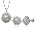 Womens 2-pc. Cultured Pearl & Lab-created White Sapphire Sterling Silver Jewelry Set