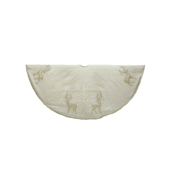 Kurt Adler Reindeer And Tree Applique Tree Skirt