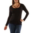 24/7 Comfort Apparel Abstract Neckline T-shirt-womens