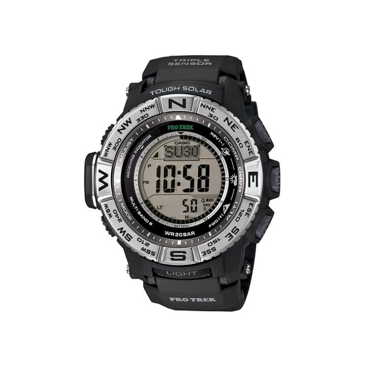 Casio Pro Trek Triple Sensor Mens Black Resin Solar Sport Watch Prw3500-1cr