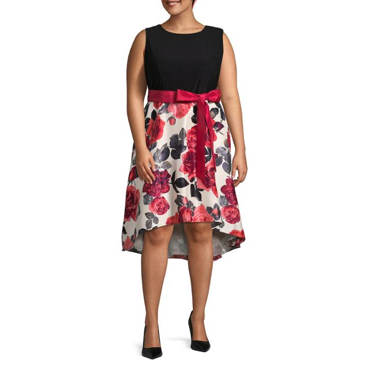 R & K Originals Sleeveless Floral Fit & Flare Dress-plus
