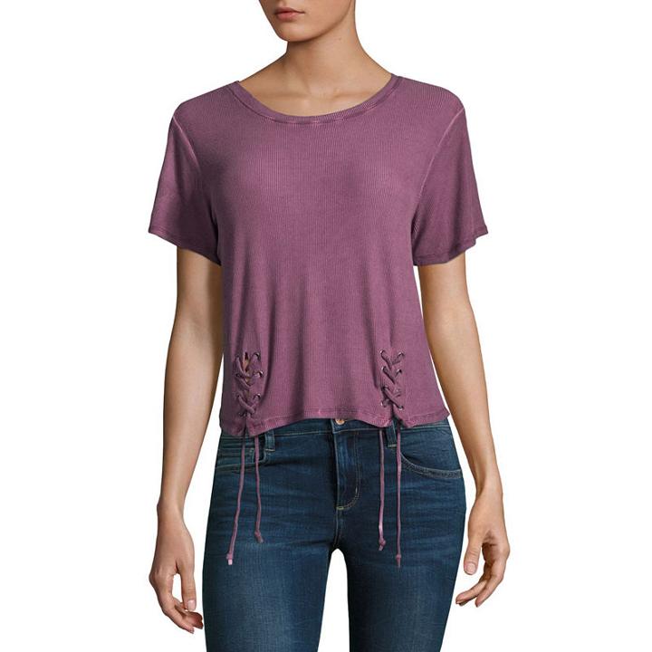 Arizona Short Sleeve Double Lace Up T-shirt- Juniors