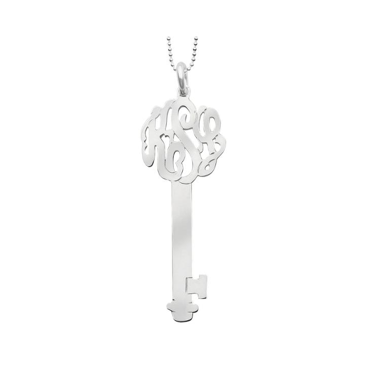 Personalized Sterling Silver Monogram Key Necklace