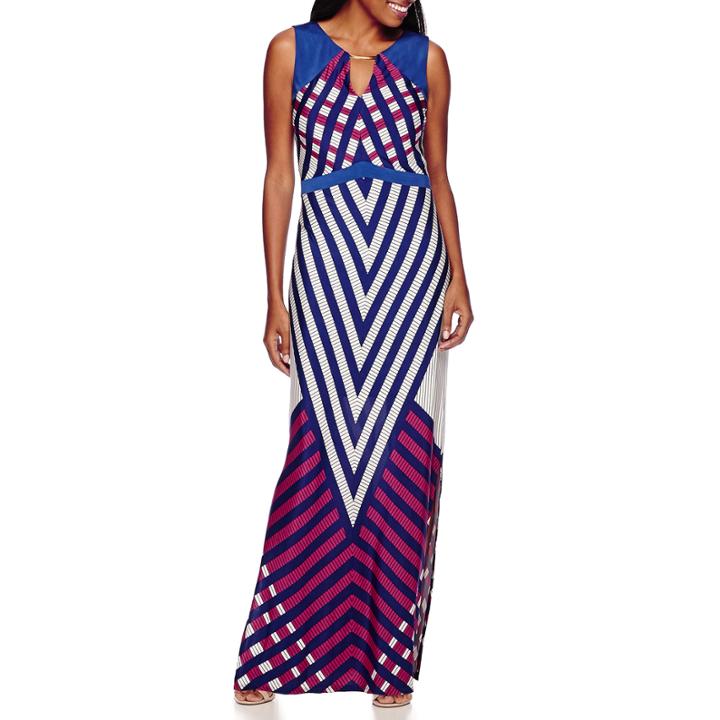 Sangria Sleeveless Geo-print Maxi Dress