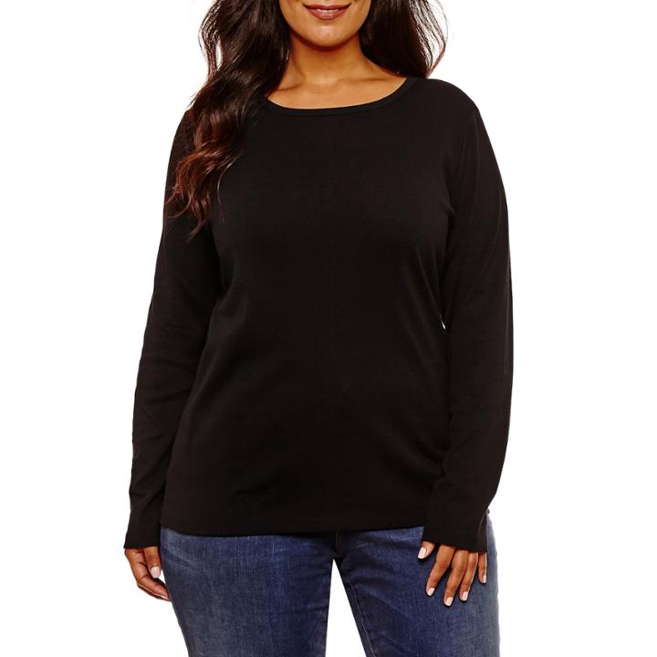 St. John's Bay Long Sleeve Crewneck Tee - Plus