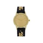 Womens Gold-tone Chain Black Silicone Watch