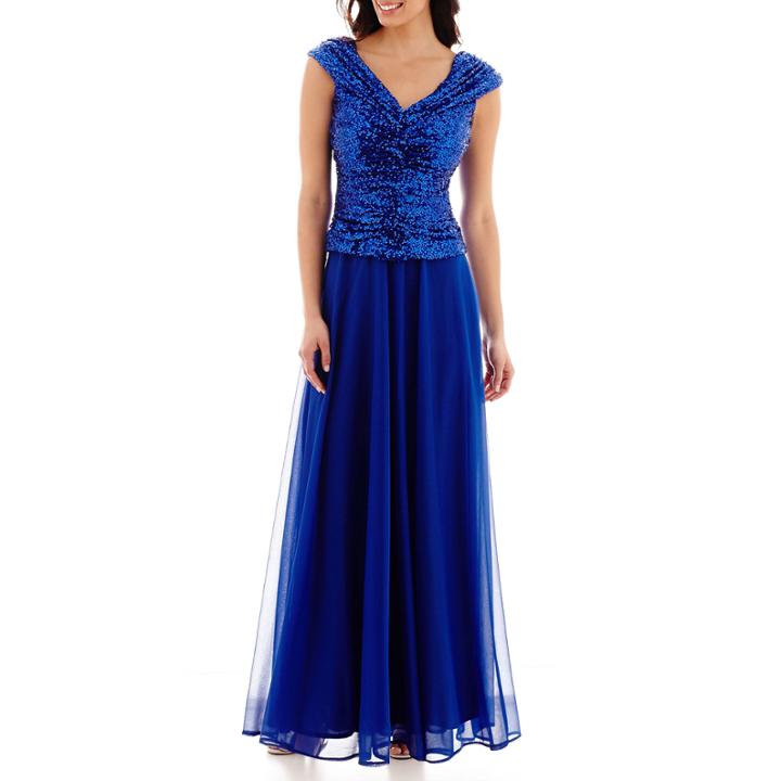 Jackie Jon Off Shoulder Sequin Formal Gown