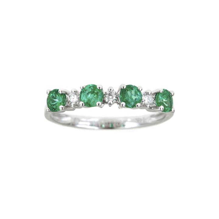 Limited Quantities Genuine Emerald And 1/8 Ct. T.w. Diamond Band