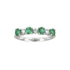 Limited Quantities Genuine Emerald And 1/8 Ct. T.w. Diamond Band