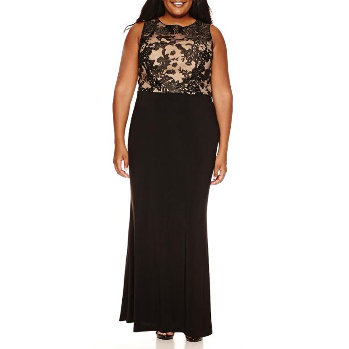 Scarlett Sleeveless Lace-bodice Gown - Plus