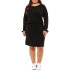 City Streets Wear 2-ways Lace Up Long Sleeve Sweater Dress-plus