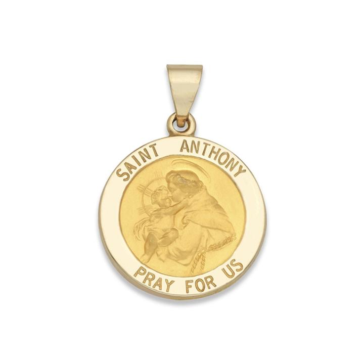 14k Yellow Gold Saint Anthony Medal Charm Pendant