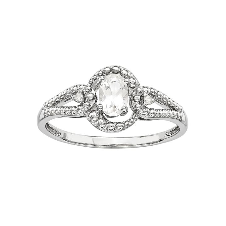 Womens Diamond Accent White Topaz Sterling Silver Halo Ring