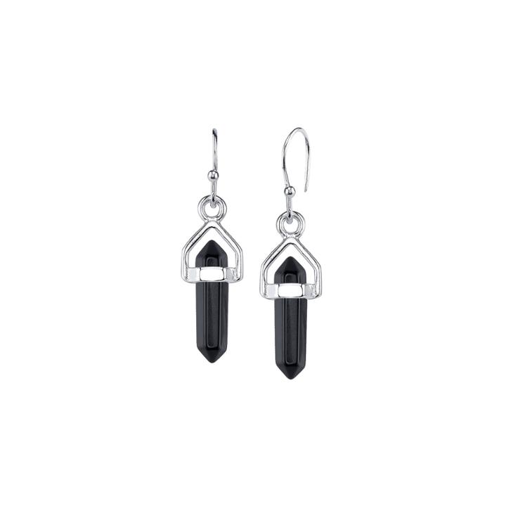 Bridge Jewelry Black Onyx Silver Over Brass Drop Earrings