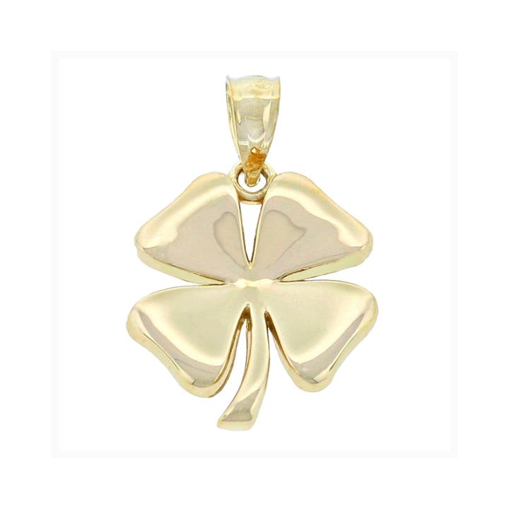 14k Yellow Gold Four Leaf Clover Charm Pendant