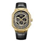 Jbw Orion 18k Gold-plated 0.12 C.t.w Diamond Mens Black Strap Watch-j6342e