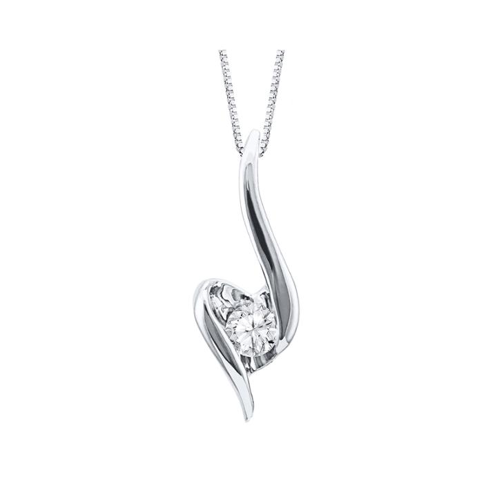 Sirena 1/7 Ct. Diamond Solitaire 14k White Gold Pendant Necklace