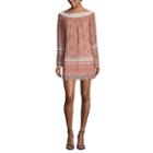 Heart N Soul Long Sleeve Applique Pattern A-line Dress-juniors