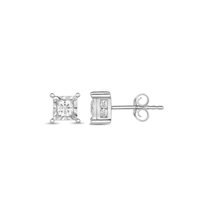 Trumiracle True Miracle 1 Ct. T.w. Princess White Diamond 14k Gold Stud Earrings
