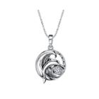 Dancing Cubic Zirconia Sterling Silver Dolphin Pendant Necklace