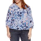 Liz Claiborne 3/4 Sleeve Peasant Top-plus