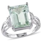 Womens Diamond Accent Green Amethyst Sterling Silver Cocktail Ring